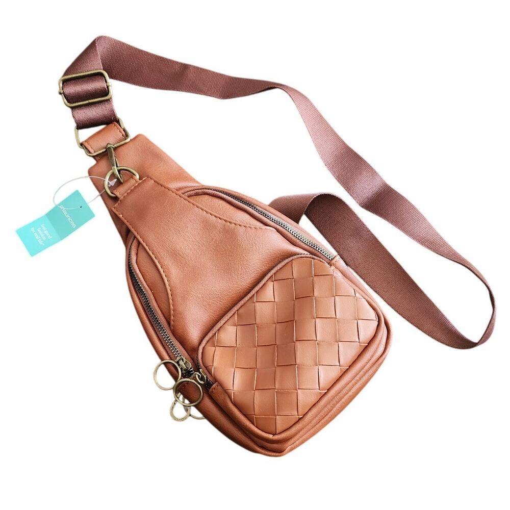 Maurices Cognac Faux Leather Brown Crossbody Sling Bag